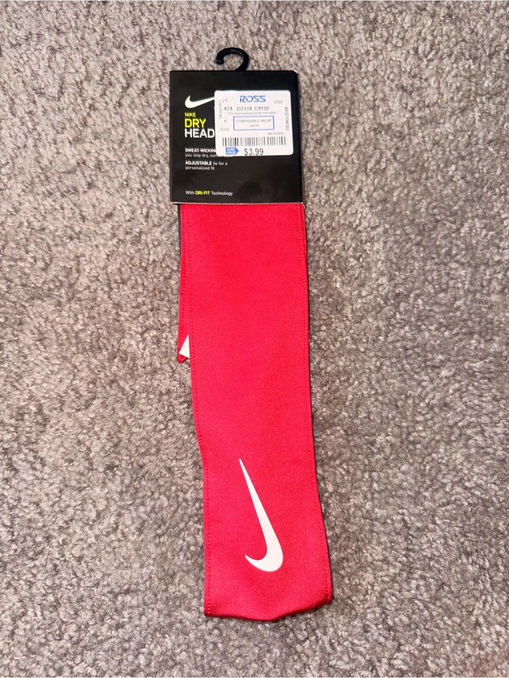 Nike Red Dri-FIT Headband with White Swoosh